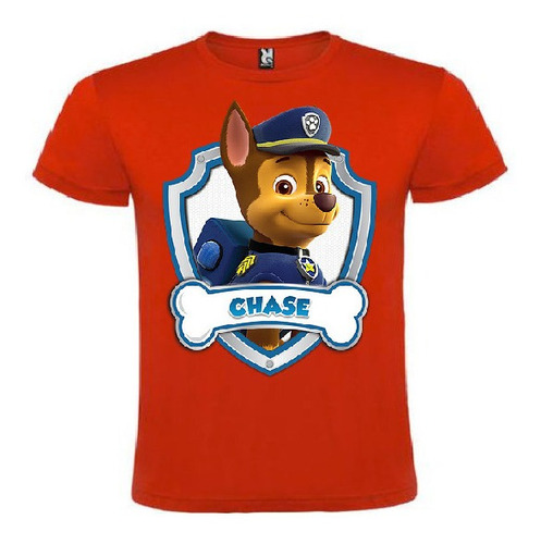 Polera Color Algodón 100% Niños Paw Patrol Chase