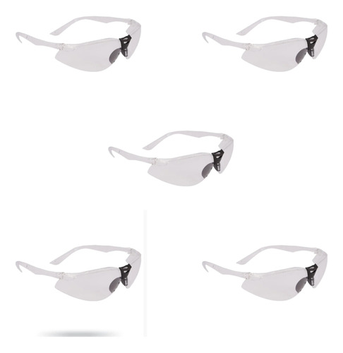 Kit 5 Óculos Proteção Segurança Trabalho Epi Antirrisco Ca Cor da lente Incolor