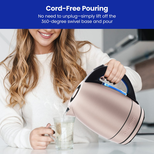 Hervidor Eléctrico Chefman De Acero Inoxidable De 1,8 L Con