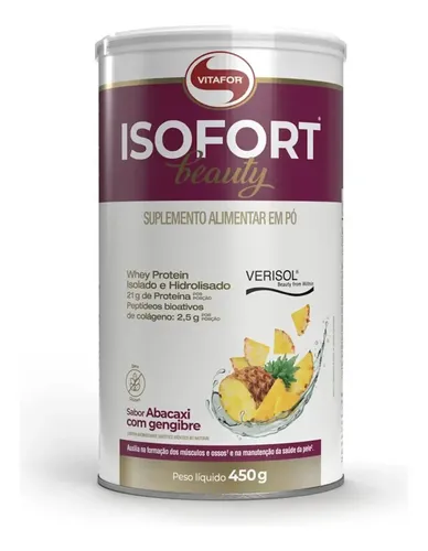 Isofort Beauty Whey Abacaxi Com Gengibre 450g Vitafor Abacaxi Com Gengibre