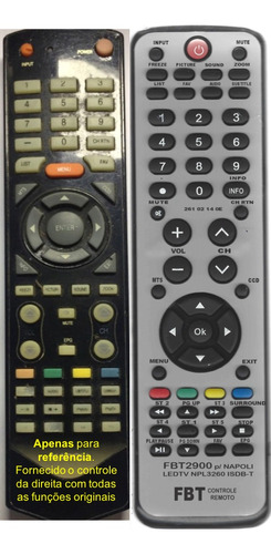 Controle Compatível Com Napoli Ledtv Npl3260 Isdb-t Fbt2900