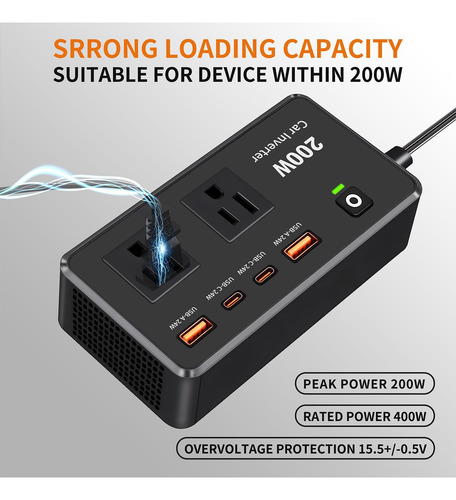 Inversor De Corriente Para Auto 400w Convertidor 12v 110v
