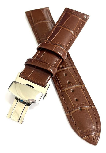 Pulseira Relógio Couro 20mm Com Fecho Deployant Inox