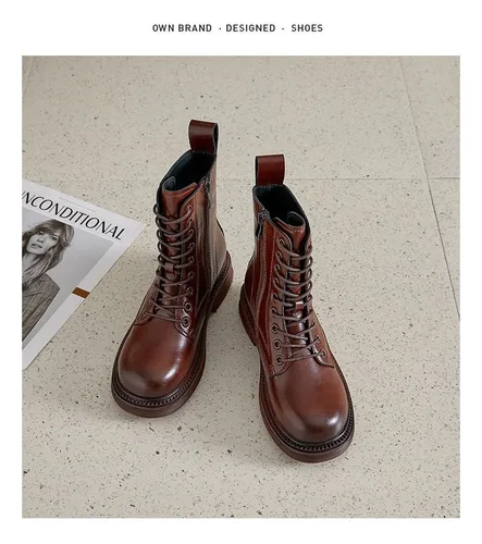 Botas Estilo Británico Botas Retro De Tubo Medio
