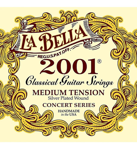 Cuerdas La Bella 2001 Hard Tension Concert Silver Naylon