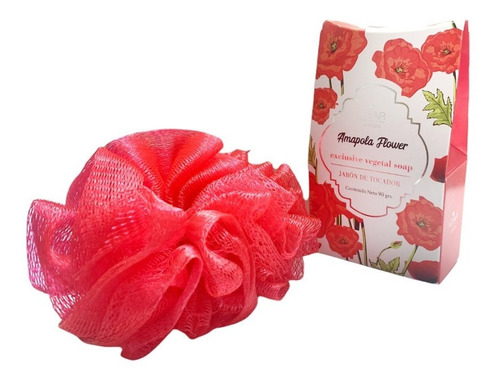 Set Esponja Exfoliante + Jabón Iciar Garden Amapola Flower