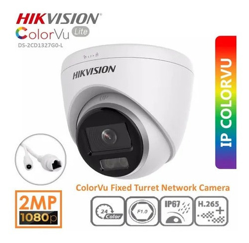 Câmera De Segurança Hikvision Turret Colorvu 2mp 2.8mm Cor Branco