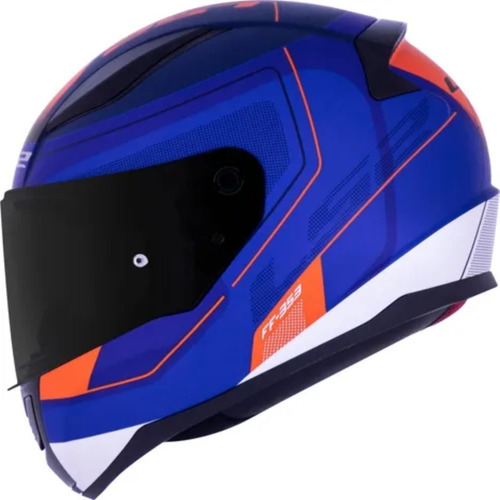 Capacete Moto Ls2 Ff353 Rapid Slide Tricolor Azul Laranja