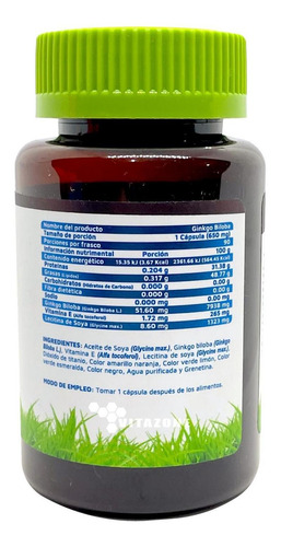 Imagen 3 de 4 de Ginkgo Biloba 90 Cápsulas Vidanat