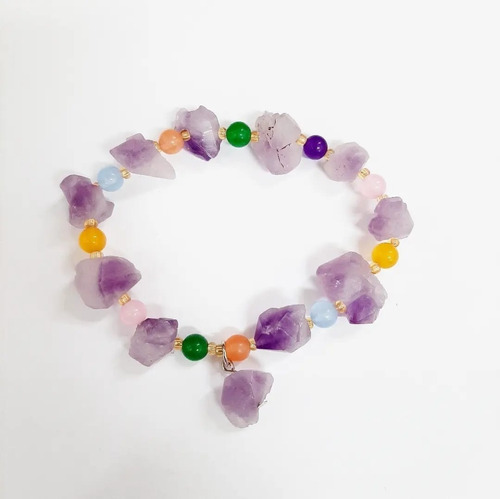 Pulsera De Mujer Femenina Piedras Naturales Amatista Lila 