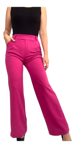 Pantalon Wide Leg De Crep De Vestir Mujer Moda