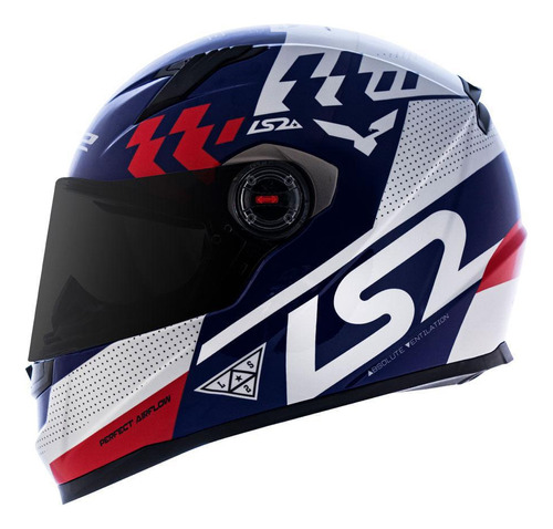 Capacete Ls2 Ff358 Podium Azul/branco/vermelho