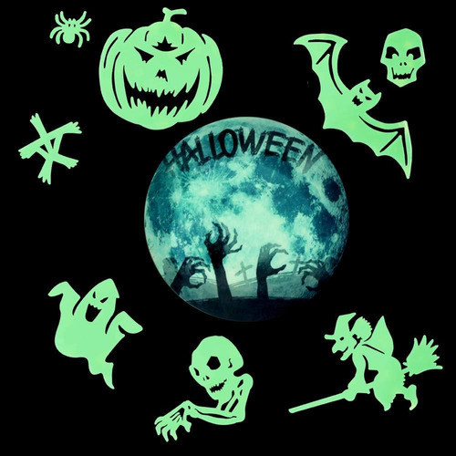 Pcs Halloween Glow In The Dark Full Moon Wall Stickers ...
