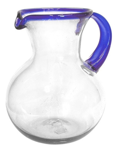 Set Jarra Y Vasos De Vidrio Artesanal Alta Calidad Azul