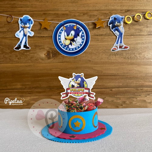 Caramelera Centro De Mesa Souvenir Sonic Cumpleaños Deco