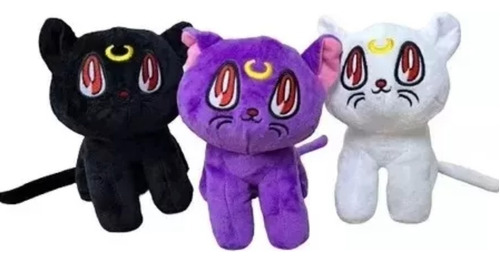 Peluche Gatita Luna Sailor Moon Color Morado Blanco Negro X1