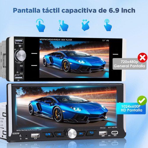 Autoestéreos 1din Ips Hd Wireless Carplay Mirror Link Bt Fm