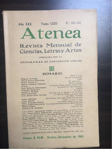 Revista Atenea 341-342 Nov Dic 1953