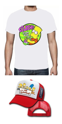 Combo Camiseta Y Gorra Los Simpsons Bart Niños Y Adultos