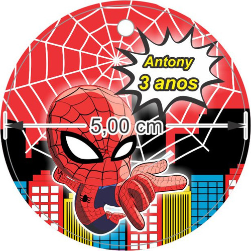 105 Tag C/ Furo Personalizado Redondo 5cm Homem Aranha Cute