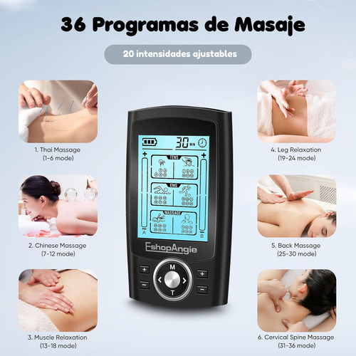 Tens Electroestimulador Muscular Electroterapia 36 Modos