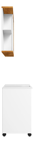 Armário Para Banheiro Kit Completo Gabinete Para Pia De Coluna Com Rodízios Pequin E Armario Espelheira Ravena Cor Branco Ipê