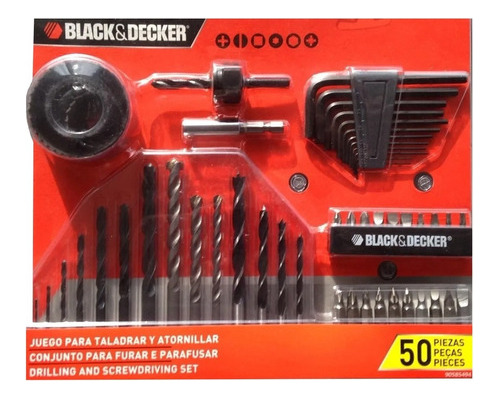 Kit 50 Piezas Mechas Punta Nivel Taladro Black+decker Bd7806