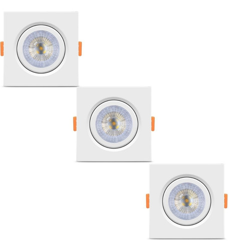 Kit 3 Spot Led Elgin Luminária Mr16 5w 6500k Quadrado Direc. Cor Branco frio 110V/220V