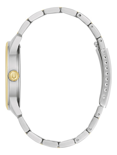 Reloj Bulova Mujer 98a316 Correa Bitono Plateado/dorado Bisel Dorado Fondo Plateado