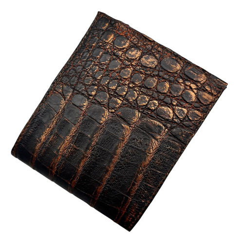 Cartera Billertera En Piel Exótica De Cocodrilo Cobre Terracota Escamas