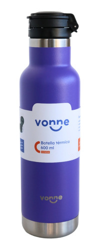 Botella Térmica 600 Ml Acero Inox Agua Cafe Vonne Violeta