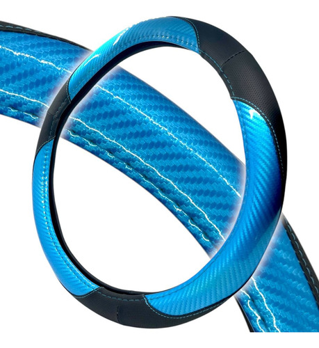 Funda Cubre Volante Universal Simil Carbono Azul 37cm 38cm
