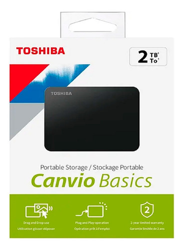 Imagen 3 de 6 de Disco Externo Toshiba Canvio 2tb Black Usb 3.0 Hdtb520xk3aa