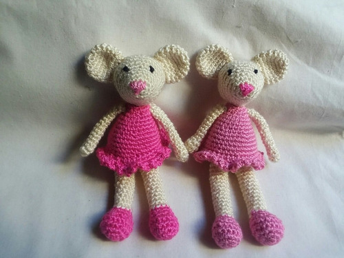 Peluches Muñecos Tejidos Ratoncita Tejida Crochet Amigurumis