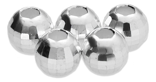 Bola Facetada 6 Mm Para Armar - 5 Piezas De Plata .925 