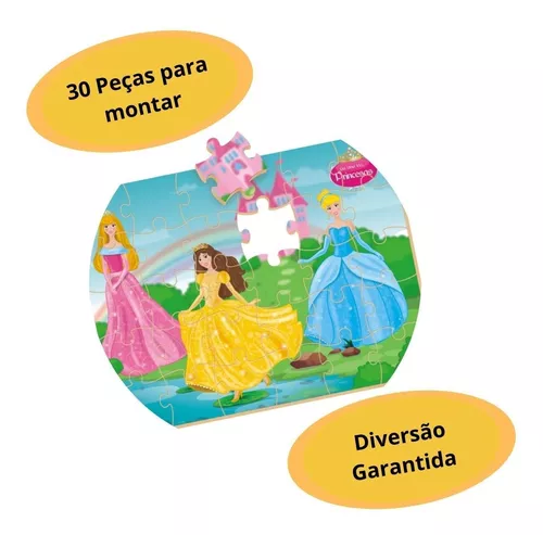 Jogo Quebra Cabeça Princesas Era Uma Vez 30 Peças Madeira Nig Brinquedos