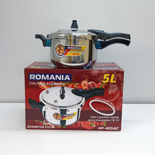 Olla Presión Romania 5 Litros Acero Inox Cierre Hermético