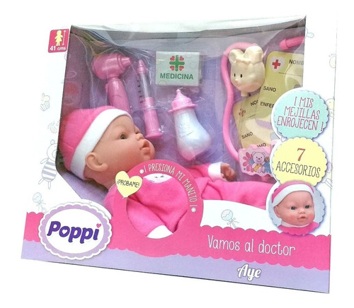 Bebe Poppi Muñeca Mejillas Enrojecen Al Doctor C Accesorios 