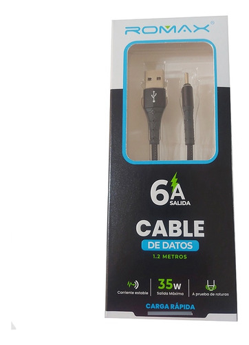 Cable De Datos Usb A Tipo C - Carga Rápida 6a - Negro