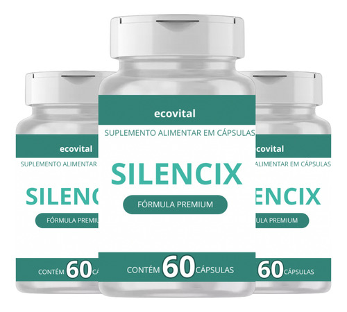 3 Potes Silencix Original 60 Capsúla- Foco Ao Ouvir Envio Rápido