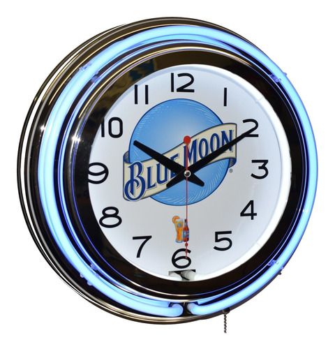 Blue Moon Beer Publicidad Neon Doble Azul Reloj Man Cave