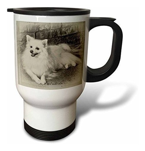 3drose - Taza De Viaje Para Perro Esquimal Americano, 14 Oz,