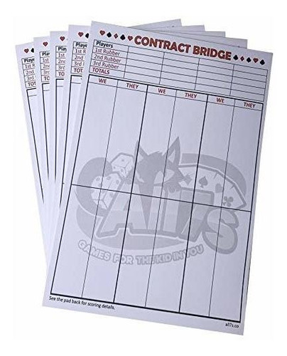 Premium Contract Bridge Score Pad Con Instrucciones De Jueg