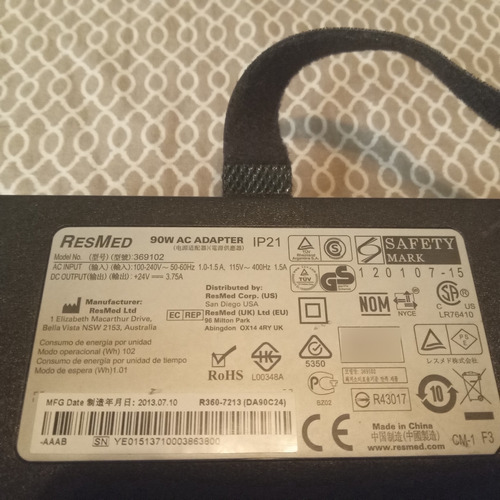 Fuente De Poder Resmed S9 90w De 3 Pines (Usado)