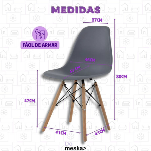 Set 6 Sillas Eames Minimalista Para Jardin Salas Comedor