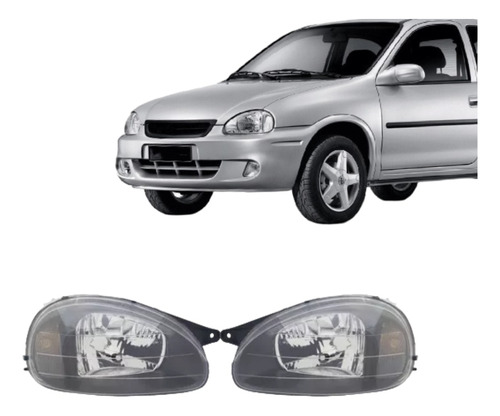 Juego Par Faros Frontal Chevrolet Corsa 2005 Fondo Negr P