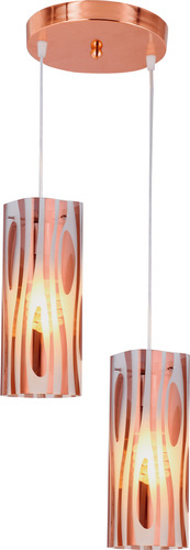 Lustre Pendente Duplo Sala Jantar Mirage Zebra Cobre 2 Lâmpadas E-27 LLUMM Bronzearte