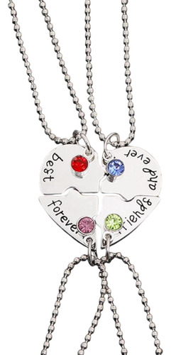 Pack De 4 Collares De Corazón Amor Y Amistad Cadena