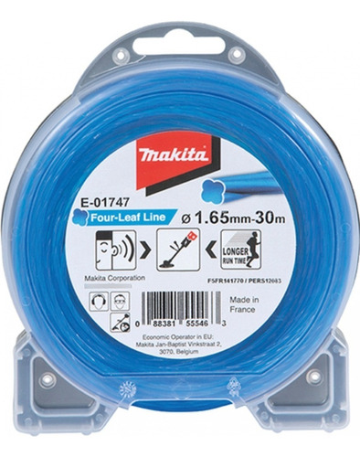 Hilo P/ Desbrozadora Nylon Trebol 1.65mm X 30m Makita E01747 Color Azul
