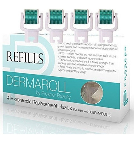 Derma Rodillo Microagujas 4 Piezas Recambio Solo Kit Dermaro